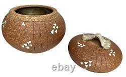 Vintage John Peterson Studio Pottery Ceramic Handle Lidded Jar with Cork Stopper