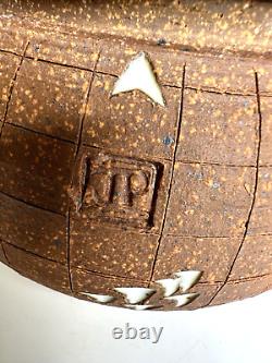 Vintage John Peterson Studio Pottery Ceramic Handle Lidded Jar with Cork Stopper