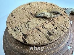 Vintage John Peterson Studio Pottery Ceramic Handle Lidded Jar with Cork Stopper