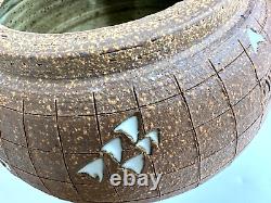 Vintage John Peterson Studio Pottery Ceramic Handle Lidded Jar with Cork Stopper