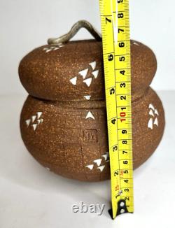 Vintage John Peterson Studio Pottery Ceramic Handle Lidded Jar with Cork Stopper