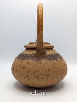 Vintage Joseph Joe Osolnik Teapot Studio Art Pottery Signed Bamboo Handle