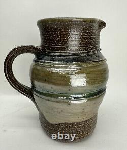 Vintage Karen Karnes American Studio Pottery Banded Stoneware Pitcher Jug Vase