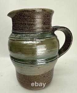 Vintage Karen Karnes American Studio Pottery Banded Stoneware Pitcher Jug Vase