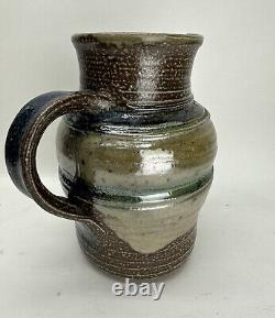 Vintage Karen Karnes American Studio Pottery Banded Stoneware Pitcher Jug Vase