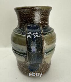 Vintage Karen Karnes American Studio Pottery Banded Stoneware Pitcher Jug Vase