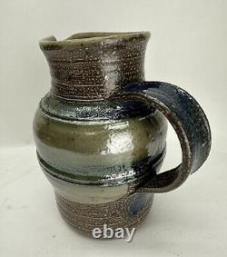 Vintage Karen Karnes American Studio Pottery Banded Stoneware Pitcher Jug Vase