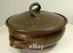 Vintage Karen Karnes Studio Pottery Large Lidded Casserole Wood Fired Stoneware