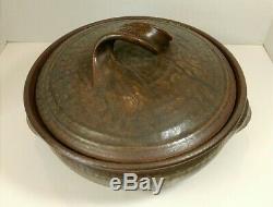 Vintage Karen Karnes Studio Pottery Large Lidded Casserole Wood Fired Stoneware