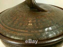 Vintage Karen Karnes Studio Pottery Large Lidded Casserole Wood Fired Stoneware