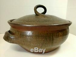 Vintage Karen Karnes Studio Pottery Large Lidded Casserole Wood Fired Stoneware