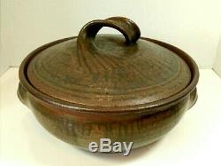 Vintage Karen Karnes Studio Pottery Large Lidded Casserole Wood Fired Stoneware