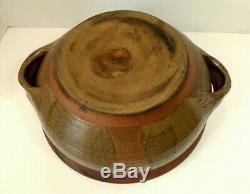 Vintage Karen Karnes Studio Pottery Large Lidded Casserole Wood Fired Stoneware