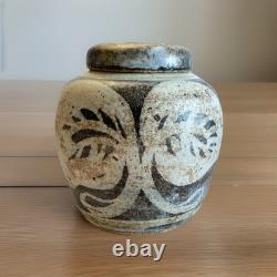 Vintage Keeney Studio Stoneware Art Pottery Blue Lidded Jar Handmade Signed