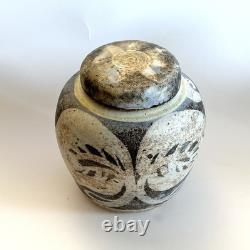 Vintage Keeney Studio Stoneware Art Pottery Blue Lidded Jar Handmade Signed