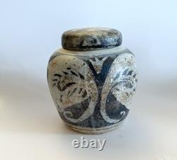 Vintage Keeney Studio Stoneware Art Pottery Blue Lidded Jar Handmade Signed