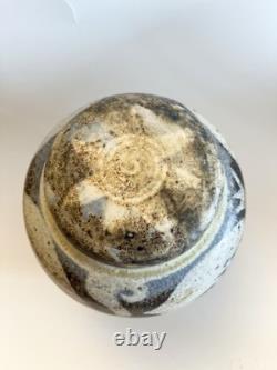 Vintage Keeney Studio Stoneware Art Pottery Blue Lidded Jar Handmade Signed