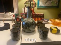 Vintage Ken Edwards Pottery 7-Pc Set Signed El Palomar Carafe & 6 Cups