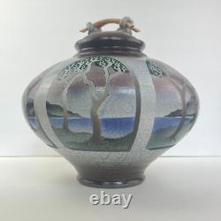Vintage Ken Jensen Studio Pottery Jar Raku Island Seaside Handmade ArtisanSigned