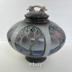 Vintage Ken Jensen Studio Pottery Jar Raku Island Seaside Handmade ArtisanSigned