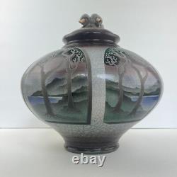 Vintage Ken Jensen Studio Pottery Jar Raku Island Seaside Handmade ArtisanSigned