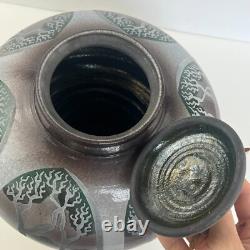 Vintage Ken Jensen Studio Pottery Jar Raku Island Seaside Handmade ArtisanSigned