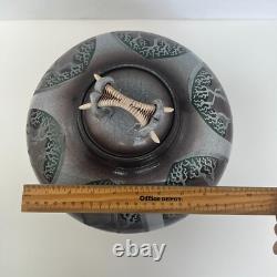 Vintage Ken Jensen Studio Pottery Jar Raku Island Seaside Handmade ArtisanSigned