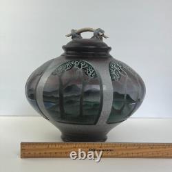Vintage Ken Jensen Studio Pottery Jar Raku Island Seaside Handmade ArtisanSigned