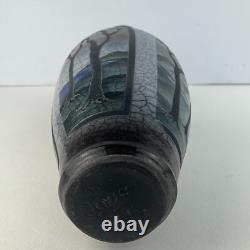 Vintage Ken Jensen Studio Pottery Vase Raku Ocean Mountains Trees Artisan Signed