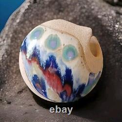 Vintage Ken Pick Signed Studio Art Pottery Abstract Footed Vase Signed MCM