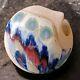 Vintage Ken Pick Signed Studio Art Pottery Abstract Footed Vase Signed MCM