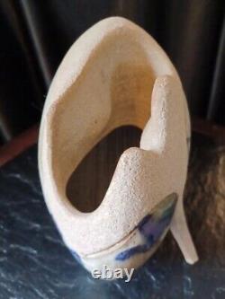 Vintage Ken Pick Signed Studio Art Pottery Abstract Footed Vase Signed MCM