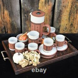 Vintage Kentmere Studio Pottery Coffee Set Mug Teapot England Gordon Barbara Fox