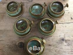 Vintage Knight's Tintagel Cornwall Studio Pottery Set 6 Soup Bowls & Plates