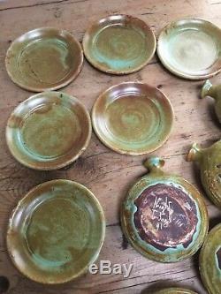 Vintage Knight's Tintagel Cornwall Studio Pottery Set 6 Soup Bowls & Plates