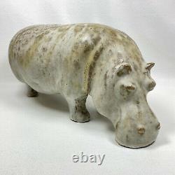 Vintage LOET VANDERVEEN Hippopotamus Sculpture Signed Hippo Studio Pottery Art