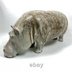 Vintage LOET VANDERVEEN Hippopotamus Sculpture Signed Hippo Studio Pottery Art