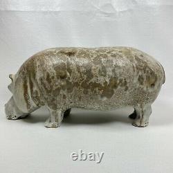 Vintage LOET VANDERVEEN Hippopotamus Sculpture Signed Hippo Studio Pottery Art