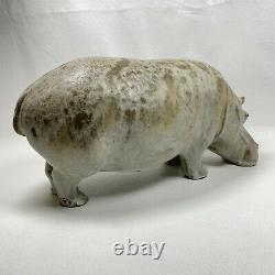 Vintage LOET VANDERVEEN Hippopotamus Sculpture Signed Hippo Studio Pottery Art