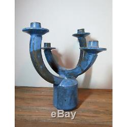 Vintage LYNN BOWERS studio pottery large candle holder OR NW mcm free US ship