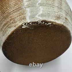 Vintage Lake Superior Art Studio Pottery Jar speckled brown ombre glaze Lidded