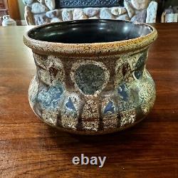 Vintage Lapid Israel Pottery Vase Studio Art Abstract Signed 5 x 4