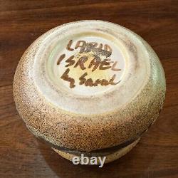 Vintage Lapid Israel Pottery Vase Studio Art Abstract Signed 5 x 4