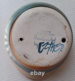 Vintage Lapid Israel Studio Art Pottery Vase MCM Biomorphic Hand Painted Esther