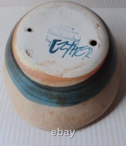 Vintage Lapid Israel Studio Art Pottery Vase MCM Biomorphic Hand Painted Esther