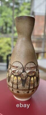 Vintage Lapid Israel Studio Pottery Large Abstract Wax Resist Vase #162 Signed