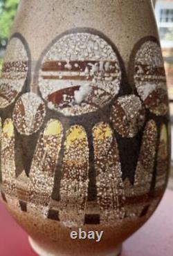 Vintage Lapid Israel Studio Pottery Large Abstract Wax Resist Vase #162 Signed