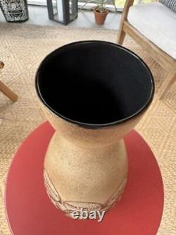 Vintage Lapid Israel Studio Pottery Large Abstract Wax Resist Vase #162 Signed