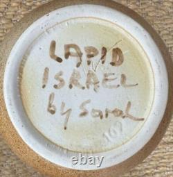 Vintage Lapid Israel Studio Pottery Large Abstract Wax Resist Vase #162 Signed