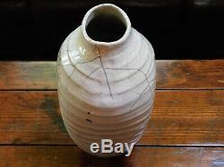 Vintage Large 12 Raku Horse Hair Crackle Glaze Studio Pottery Vase signed